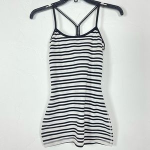 Lululemon Power Y Tank Top Striped‎ Black White